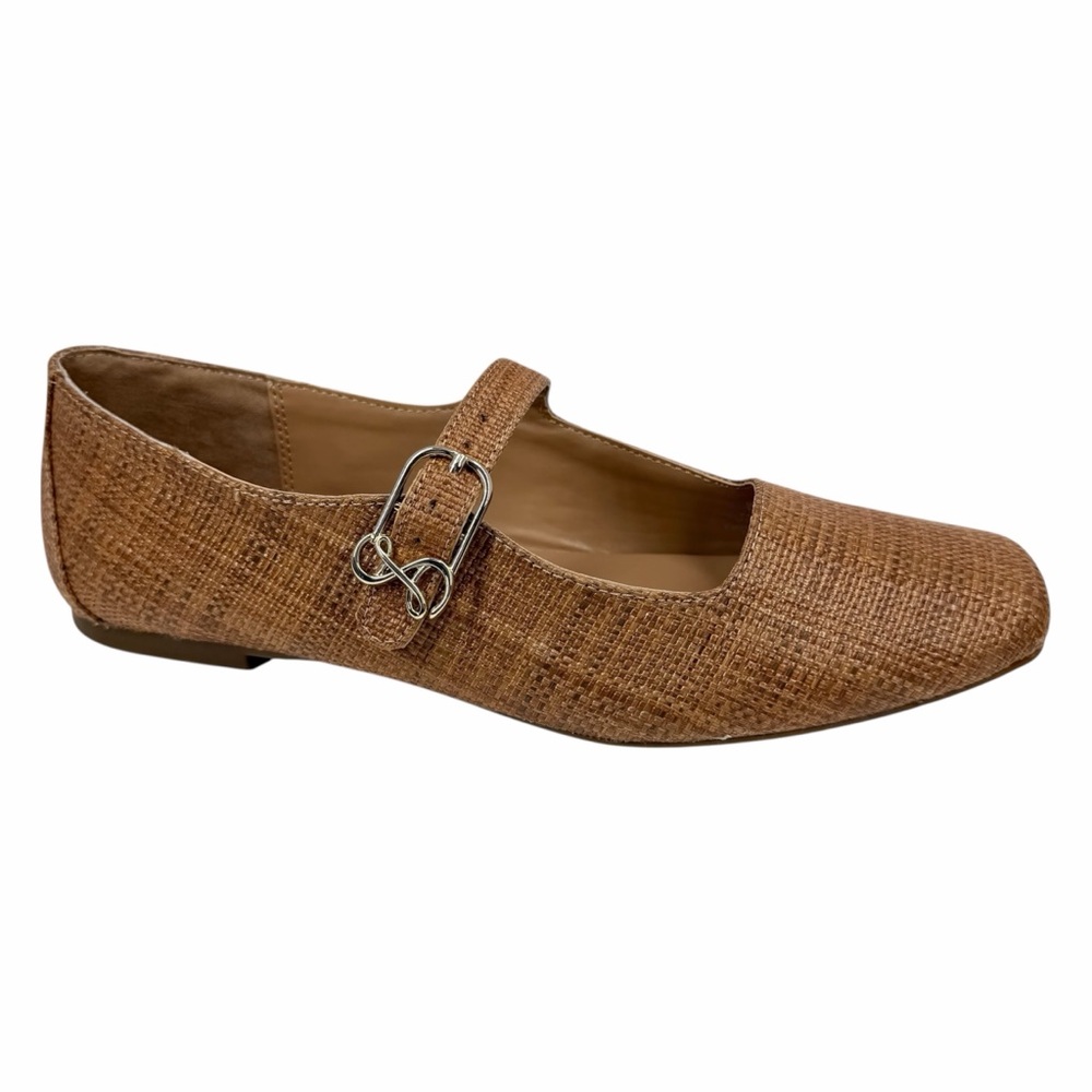 Sam and Libby Women's Fredi Mary Jane Flats Tan Woven Size 10M